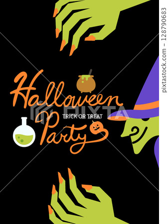 Halloween party poster design Vector illustration 128790683