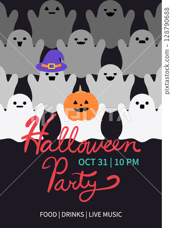 Halloween party poster design Vector illustration 128790688