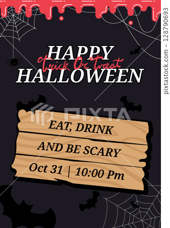 Halloween party poster design Vector illustration 128790693