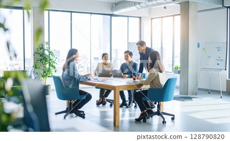 AI image: A meeting in a brightly lit office 128790820