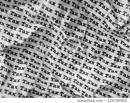 Words Tax Seamless print on crumpled paper for business background. 128790902