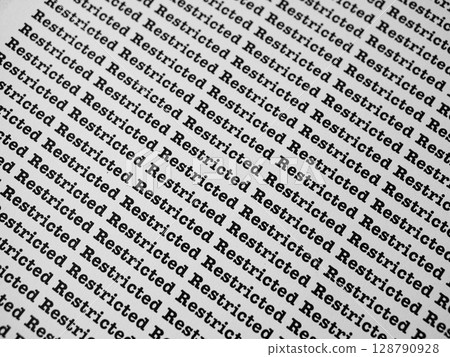 Words Restricted Seamless print on paper for business background. 128790928