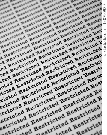 Words Restricted Seamless print on paper for business background. 128790929