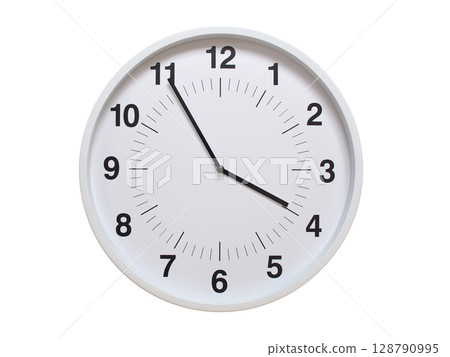 Simple white analog wall clock showing exactly 03:55 or 15:55. suitable for concepts like deadline, start or end of time. Isolated on a clean white background. Simple white analog wall clock showing exactly 03:55 or 15:55. suitable for concepts like deadline, start or end of time. Isolated on a clean white background. 128790995