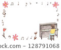 Piano background painted with watercolors 128791068