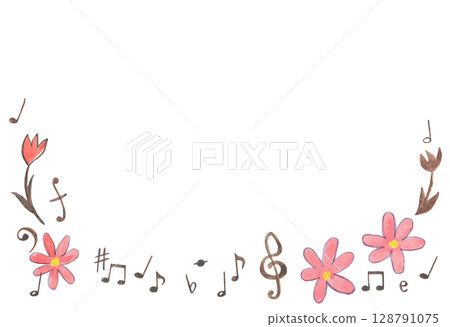 Music image background painted with watercolors 128791075