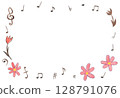 Watercolor music note frame background 128791076