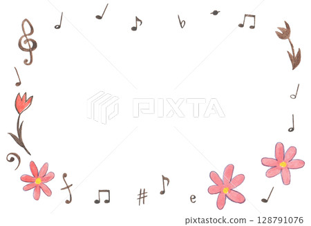 水彩音樂筆記框架背景 水彩音樂筆記框架背景 128791076