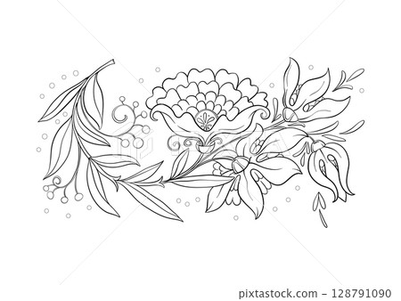 Fantasy flowers in retro, vintage, jacobean embroidery style Fantasy flowers in retro, vintage, jacobean embroidery style 128791090