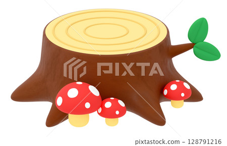 樹樁和蘑菇 128791216