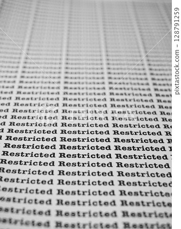Words Restricted Seamless print on paper for business background. 128791259