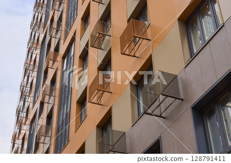 Modern Architectural Featuring Unique and Artistic Balconies in the Cityscape 128791411