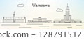 Warsaw city skyline  line art illustration 128791512