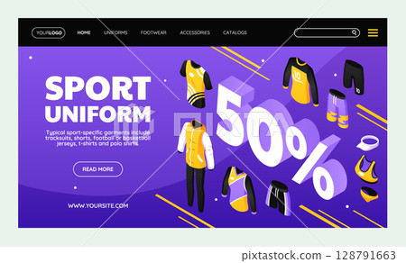 Sportswear and Athletic Isometric Landing Page Sportswear and Athletic Isometric Landing Page 128791663