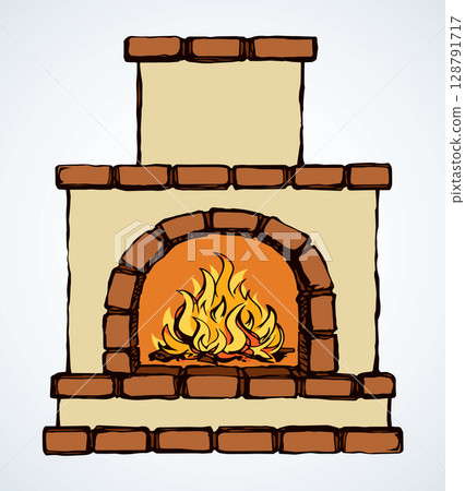 Old Russian stove. Vector drawing Old Russian stove. Vector drawing 128791717