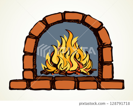 Old Russian stove. Vector drawing 128791718