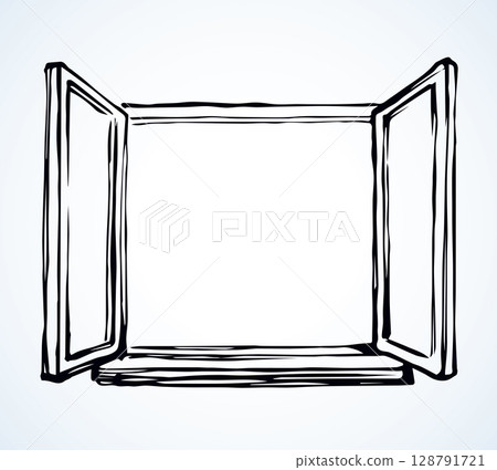 Open window. Vector drawing 128791721
