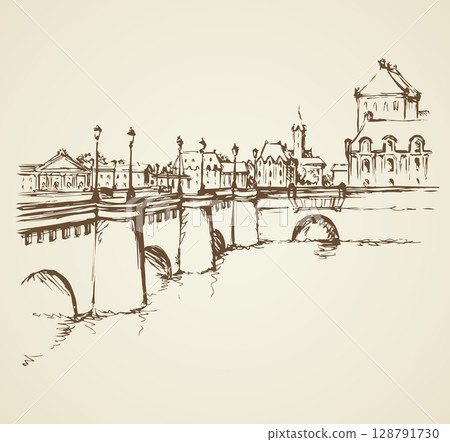 Bridge. Vector drawing 128791730