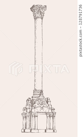 High column. Vector drawing 128791736