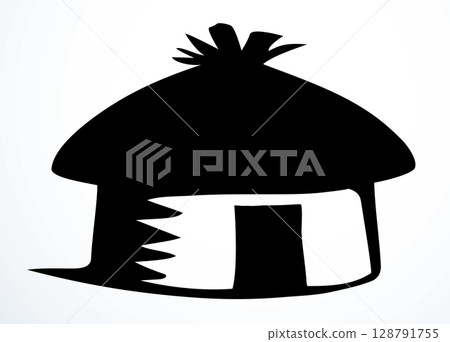 Old little hut. Vector drawing 128791755
