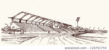 Small Stadium. Vector sketch Small Stadium. Vector sketch 128791759