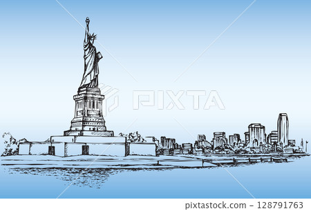 Statue of Liberty. Vector sketch 128791763