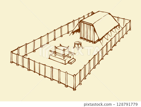 Tabernacle of Moses. Vector drawing Tabernacle of Moses. Vector drawing 128791779