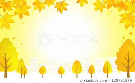 AI 影像：秋天傍晚的城市景觀 128791879