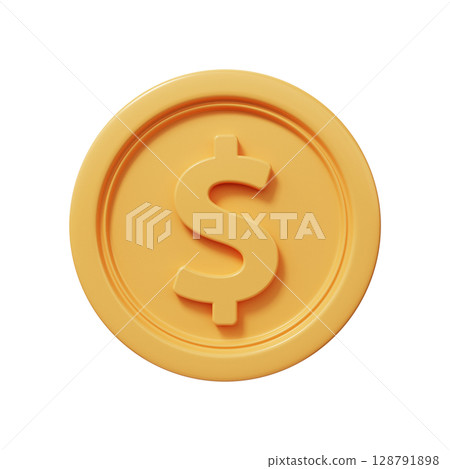 Golden dollar coin 3d render 128791898