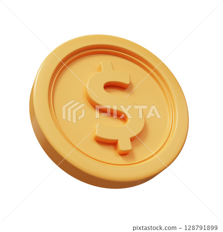 Golden dollar coin 3d render Golden dollar coin 3d render 128791899