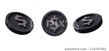 Dollar coins 3D icons set. Growth, income, savings, investment, wealth. Dollar coins 3D icons set. Growth, income, savings, investment, wealth. 128791901