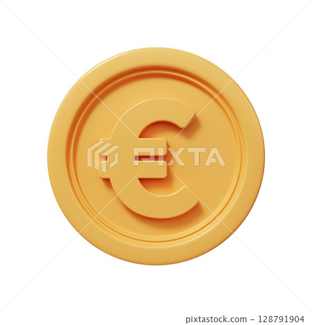 Golden euro coin 3d render Golden euro coin 3d render 128791904