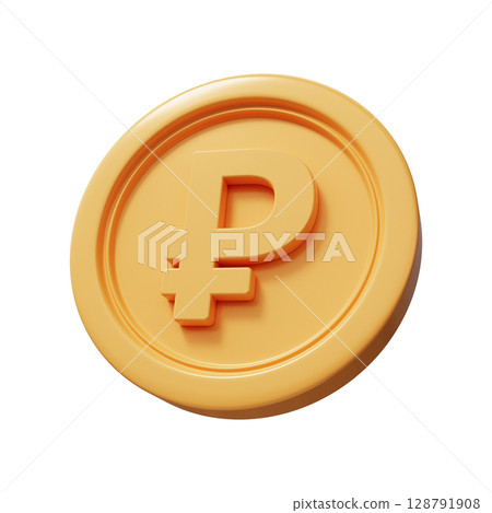 Ruble gold coin 3d render 128791908