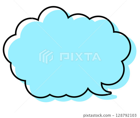 A simple speech bubble with misaligned lines and a rounded cloud shape A simple speech bubble with misaligned lines and a rounded cloud shape 128792103