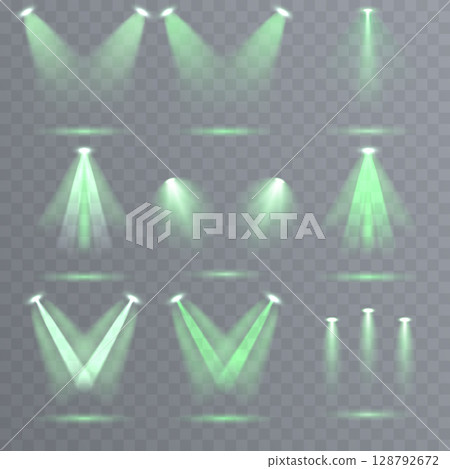 Vector set featuring isolated stage lighting 128792672