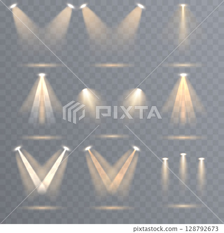 Vector set featuring isolated stage lighting 128792673