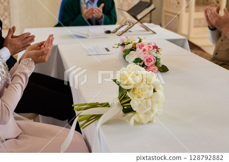 A Joyous Wedding Ceremony Celebration Featuring Stunningly Beautiful Bouquets and More A Joyous Wedding Ceremony Celebration Featuring Stunningly Beautiful Bouquets and More 128792882
