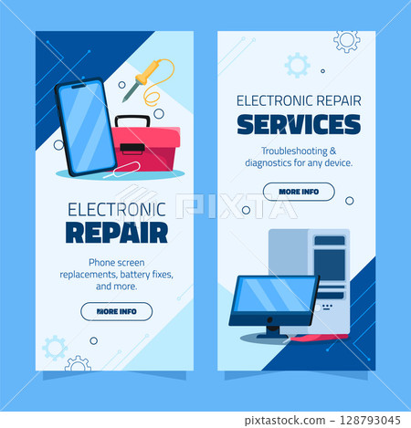 Flat Electronic Repair Vertical Banner Collection Flat Electronic Repair Vertical Banner Collection 128793045