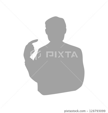 Silhouette illustration of a senior man pointing at himself Silhouette illustration of a senior man pointing at himself 128793099
