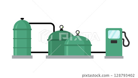 Biogas plant supplying a gas station with renewable energy 128793402