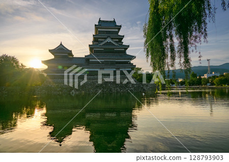 Sunrise and Matsumoto Castle [July] 128793903