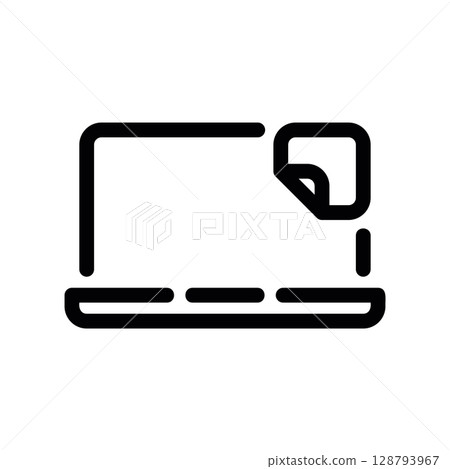 Laptop with a Document Sticker on the Screen Icon 128793967
