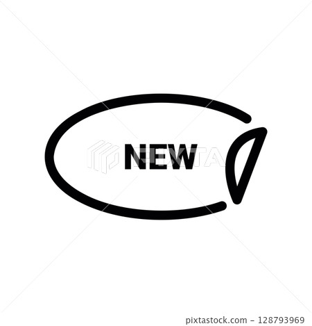 Oval Sticker with NEW Text and a Folded Edge 128793969
