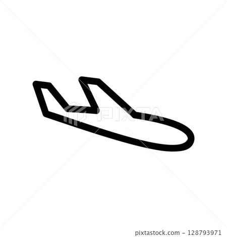 Minimalist Line Icon of an Airplane During Landing Approach 128793971