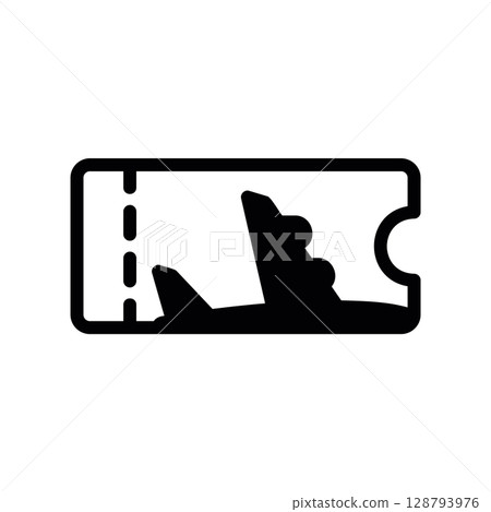 Airline Boarding Pass Silhouette with Perforated Stub 128793976