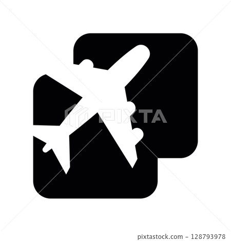 White Aircraft Silhouette Overlapping Black Rounded Squares 128793978