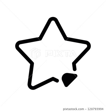Five Pointed Star Sticker with a Peeled Corner 128793994
