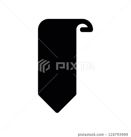 Hanging Ribbon Bookmark with a Curled Top Edge Glyph Hanging Ribbon Bookmark with a Curled Top Edge Glyph 128793999