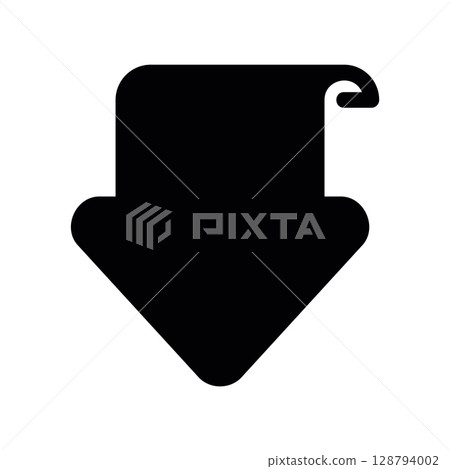 Solid Arrow Bookmark Pointing Down with Curled Top 128794002