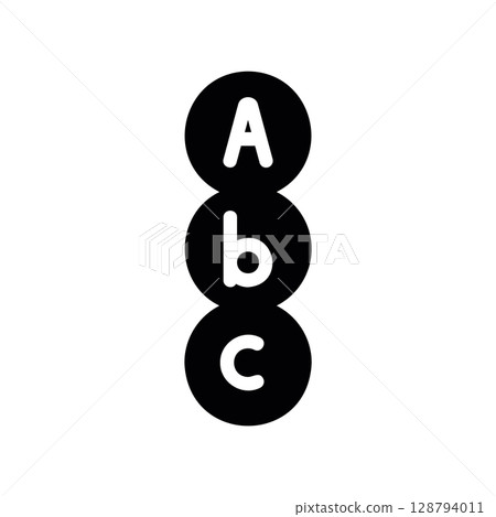 Vertical List with Letters A, B, C in Circles Vertical List with Letters A, B, C in Circles 128794011
